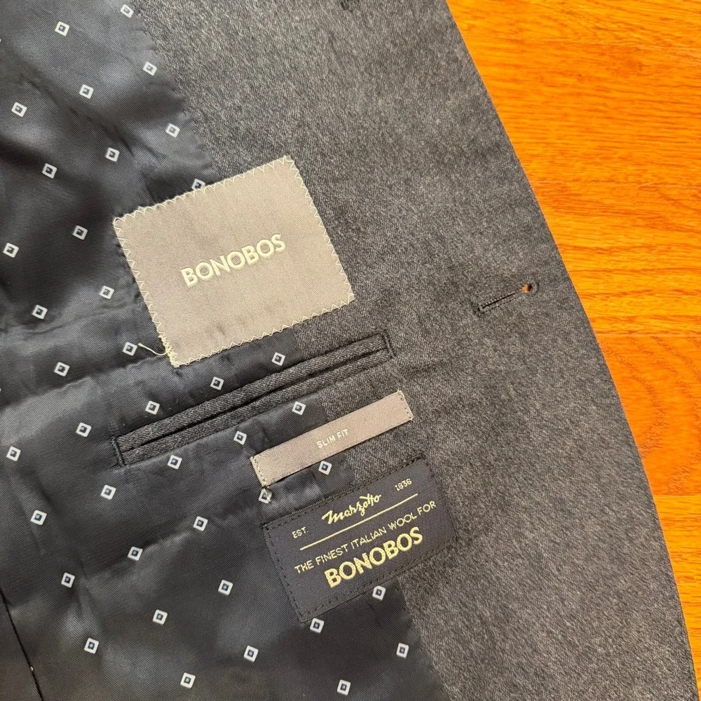 Bonobos Marzotto Italian Wool Blazer Jacket Mens 38R Blue Stretch Slim Fit